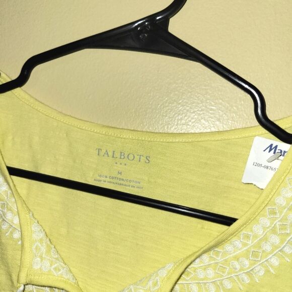New Talbots Yellow Embroidered Sleeveless Top Medium - Picture 4 of 9